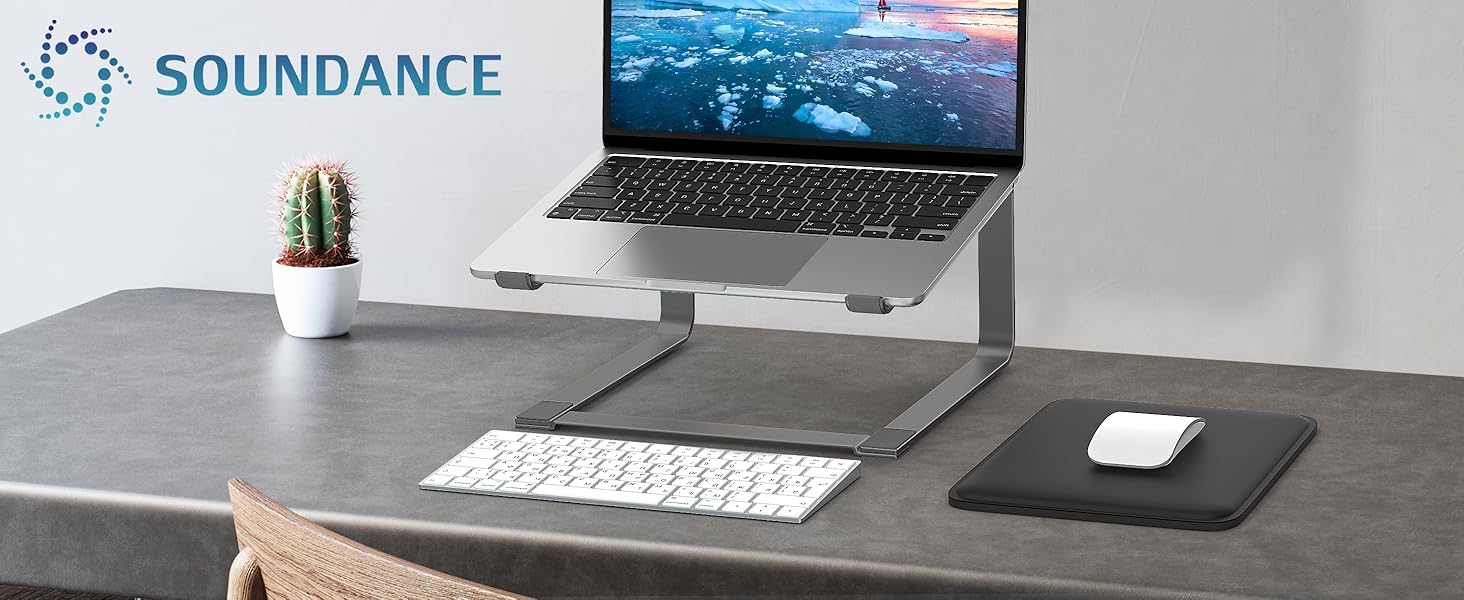 Підставка для ноутбука Soundance настільна металева, сіра, 12-17.3 дюймів