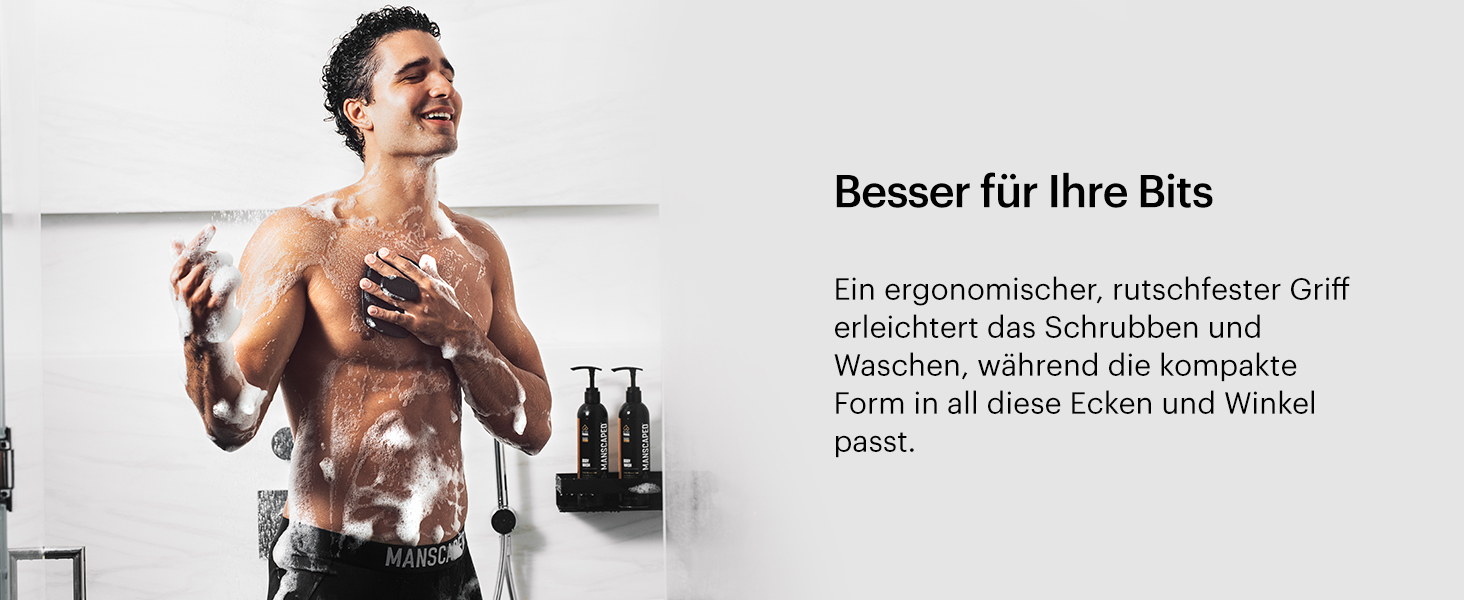 MANSCAPED The Body Buffer – Силіконовий скрабер для тіла преміум-класу для догляду, очищення та пілінгу шкіри з ергономічною ручкою