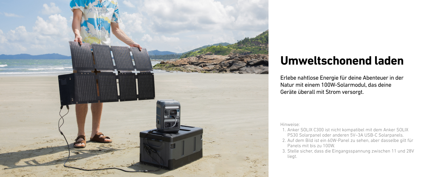 Портативна електростанція Anker SOLIX C300: 288Wh LiFePO4, 300W (макс. 600W), сонячний генератор, 140W швидка зарядка. Для кемпінгу, подорожей, надзвичайних ситуацій. (Сонячна панель опціонально)