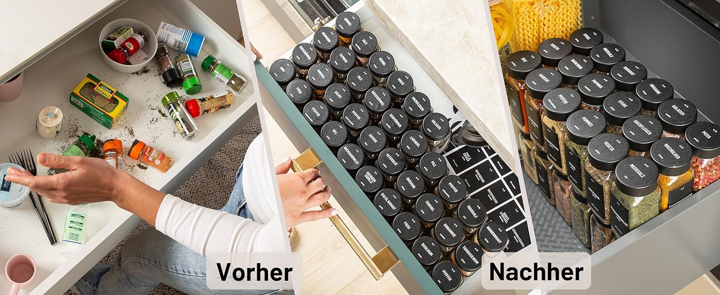 Набір банок для спецій Deco haus® (36 шт.) з кришками чорного кольору, з мірною ложкою та етикетками