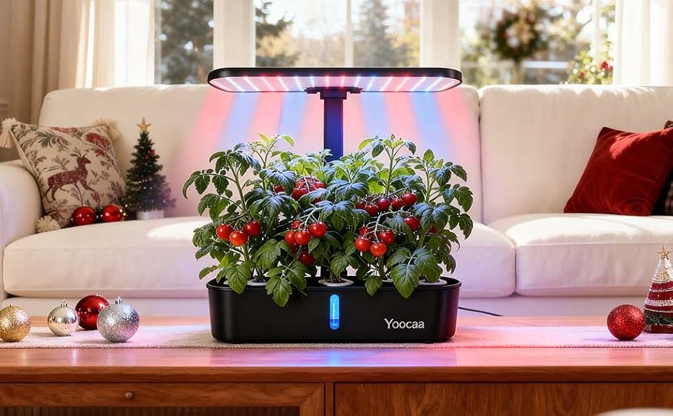 Yoocaa гідропонна система вирощування для 12 рослин, кримний сад для трав з автоматичним таймером, насосом, регульованою висотою, Smart Garden-набір для вирощування (без насіння)