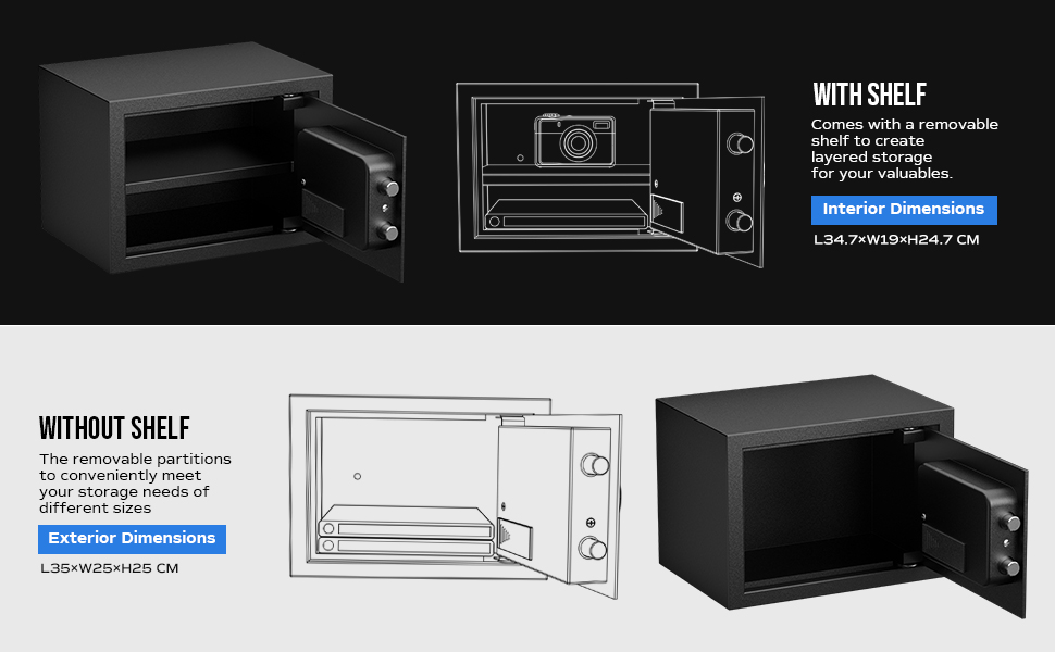 Сейф RPNB Luxus з цифровим замком, 14л - для дому, офісу, готелю, зберігання грошей та коштовностей