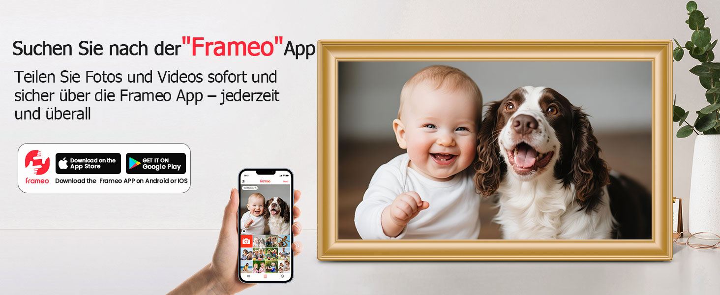 Цифровий фоторамка Frameo 10.1 дюйми, IPS, HD 1280x800, 32GB, Wi-Fi, автоповорот, Frameo App