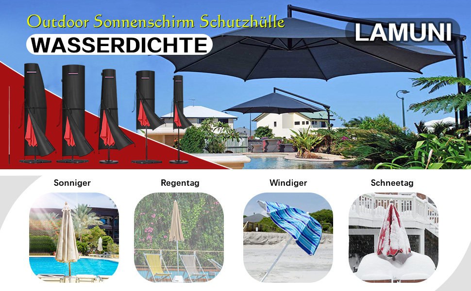 Захисний чохол для парасольки/перголи LAMUNI, водонепроникний, для парасольки/перголи 3-5м, 220x40/70/50 см