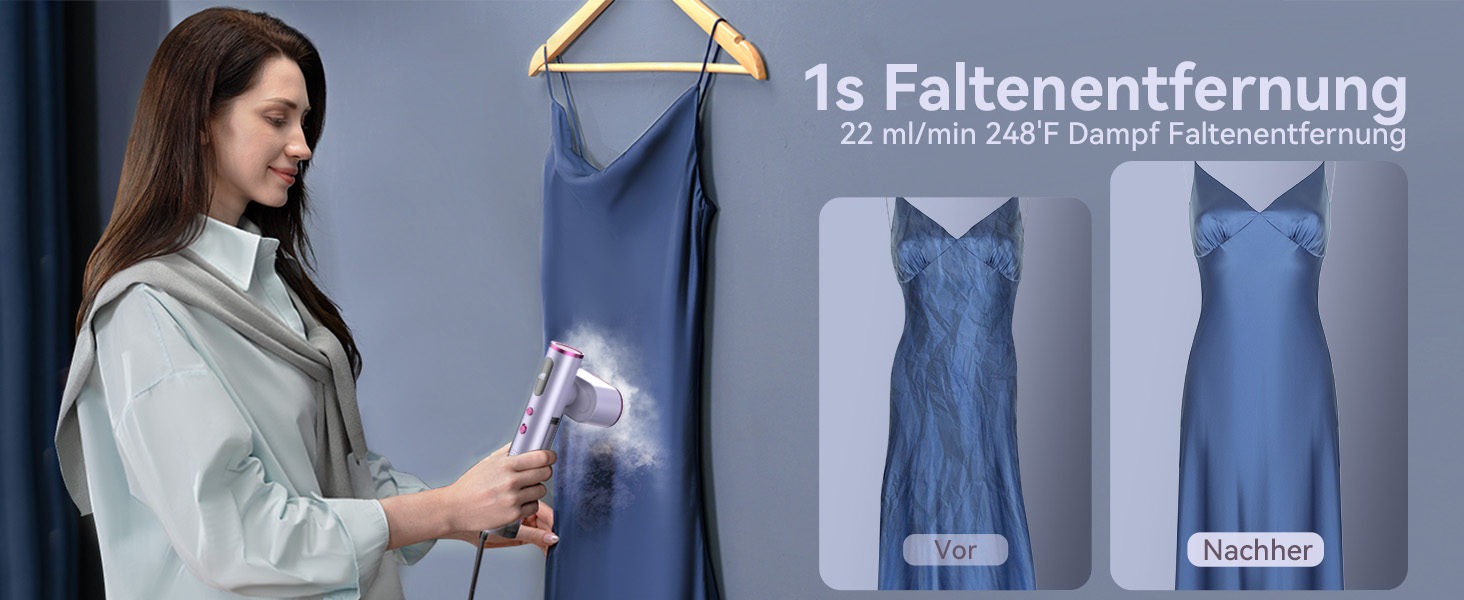 Jack & Rose Дампфглеттер: Портативний праска-парогенератор для подорожей, 1000W, 110-240V, 2-в-1, Швидкий нагрів 15с, Violet