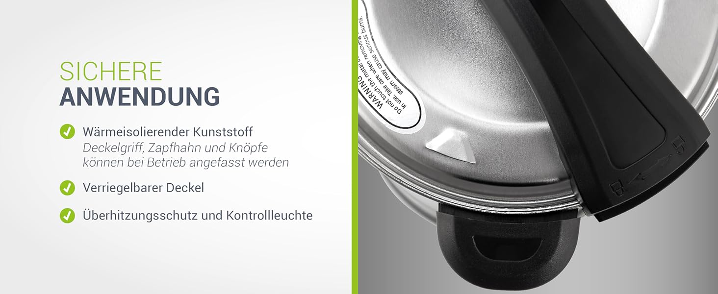 Електричний диспенсер для глінтвейну Juskys Teramo 1500W з краном, термостатом та захистом від перегріву, 30-110°C, нержавіюча сталь, 10 літрів