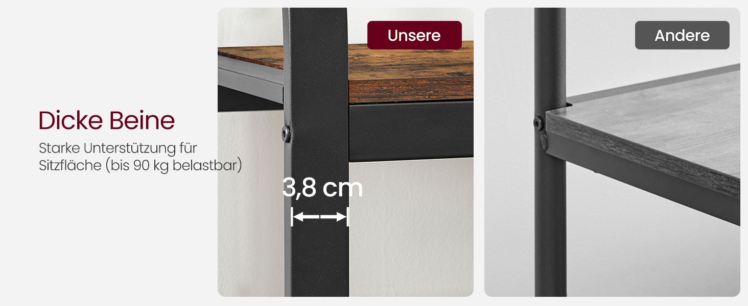 Стійка для одягу VASAGLE з полицею для взуття, 4-в-1, 9 гачків, 33.7 x 72 x 183 см, індустріальний дизайн, горіхово-коричневий/чорний