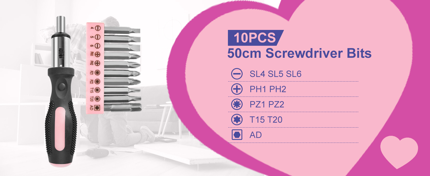 Набір інструментів Sundpey 148 предметів в кейсі - рожевий, з викрутками, ключами, плоскогубцями та тестером напруги для дому та майстерні