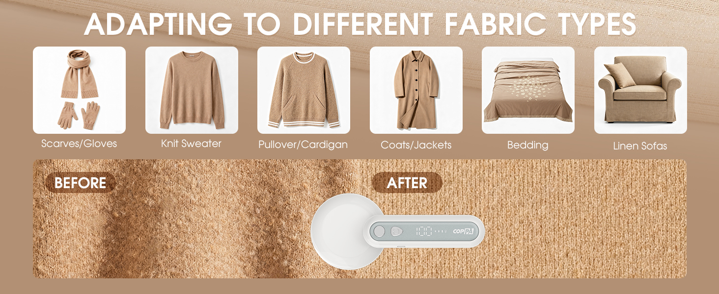 Електричний видальник ворсу 6-лезовий, перезаряджається, з індикатором заряду, для одягу, білий