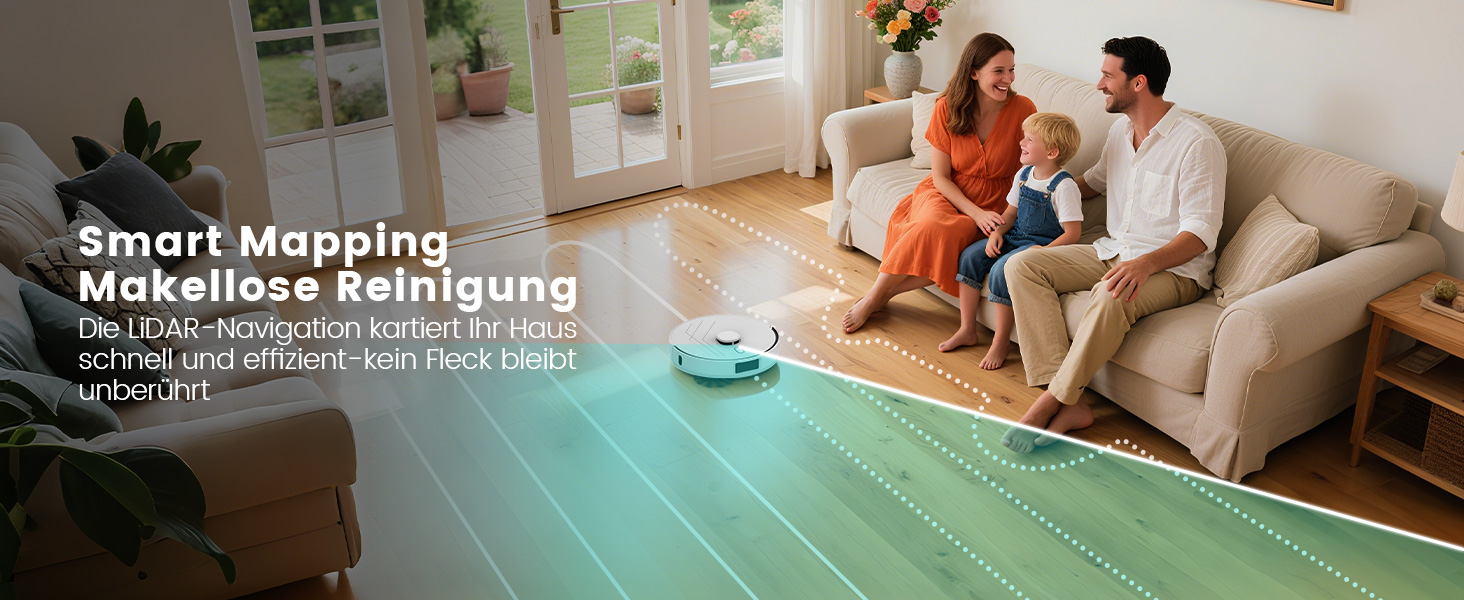 Робот-пилосос AIRROBO T30+ з функцією миття, LiDAR навігація, 6000Pa, 3.5L пилозбірник, 240 хв роботи, керування через додаток, білий малюнок