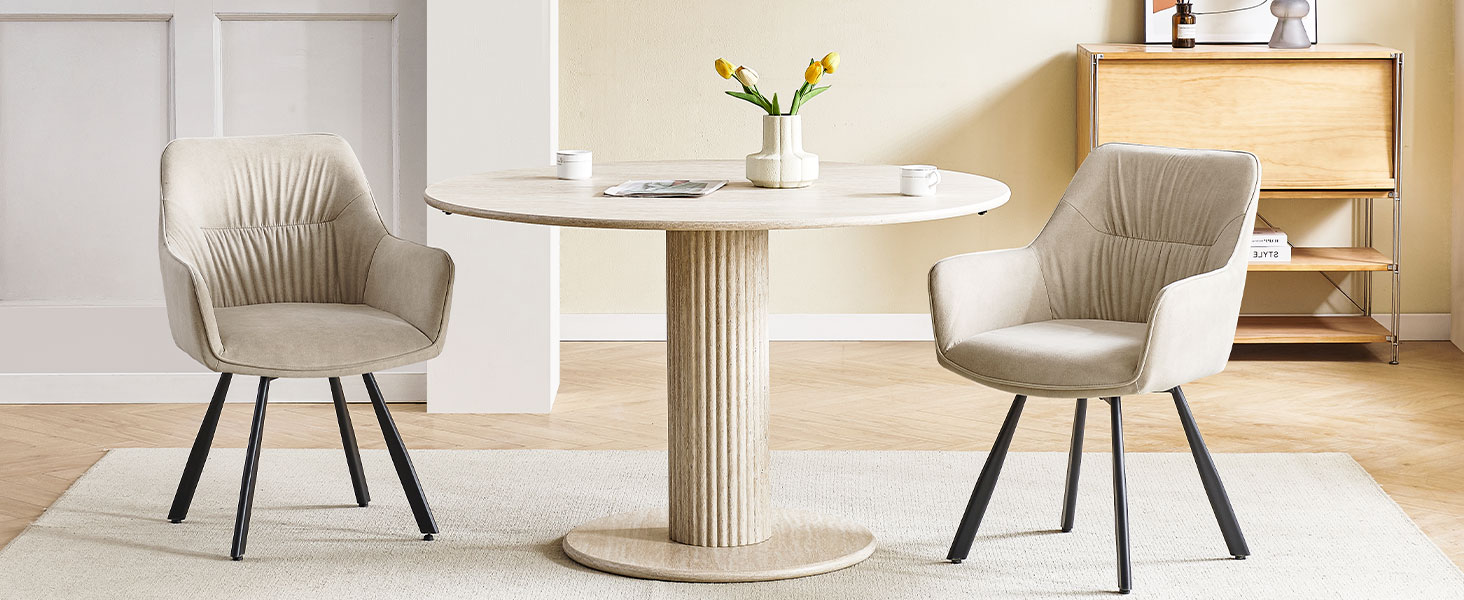 Набір обідніх крісел 6 шт. з поворотним механізмом, крісла з підлокітниками, поворот на 360°, м'яке крісло з велюру, для вітальні, кухні, робочого кабінету, спальні, коричневе, 6 шт.