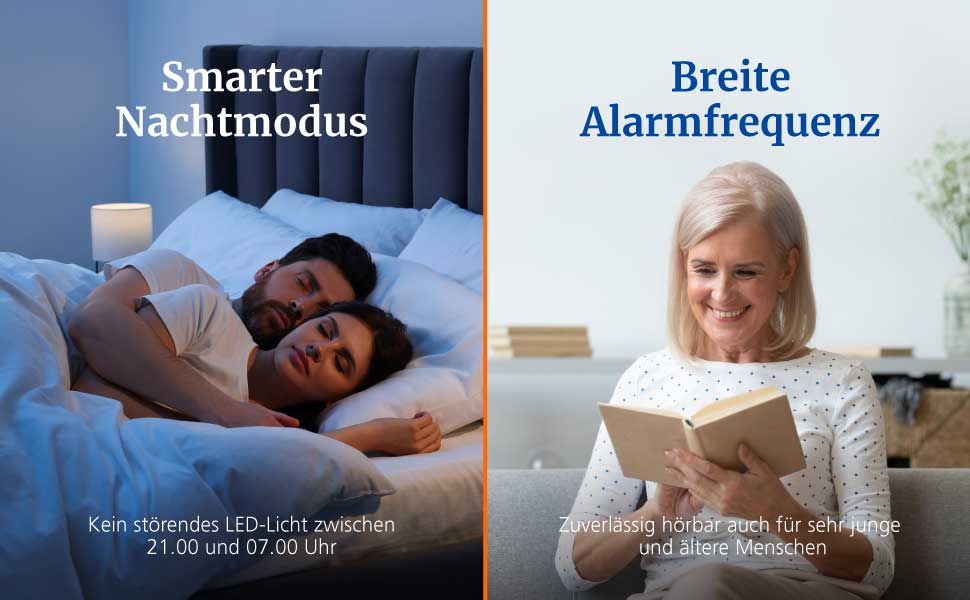 Датчик диму Hekatron Genius Plus з батареєю на 10 років – Тест-переможець Stiftung Warentest – Зроблено в Німеччині – з клейкою підкладкою – з підтримкою додатку – 1 шт.