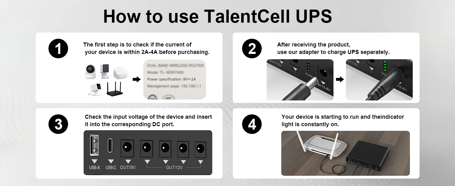 TalentCell Mini USV 27000mAh: Джерело безперебійного живлення з літій-іонним акумулятором 98Wh, 12V/9V/5V вихід для LED-освітлення, камер, смартфонів