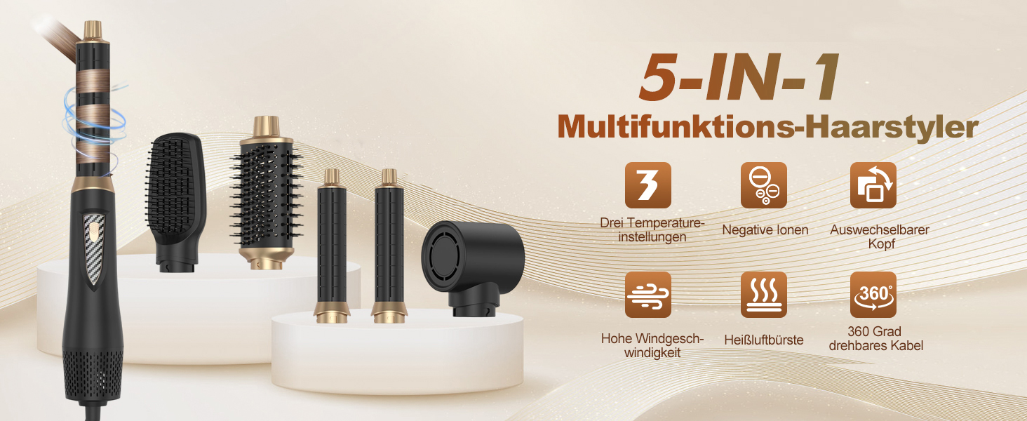 Airstyler 5 в 1 1000W Blacks: Фен-щітка, випрямляч, плойка для волосся