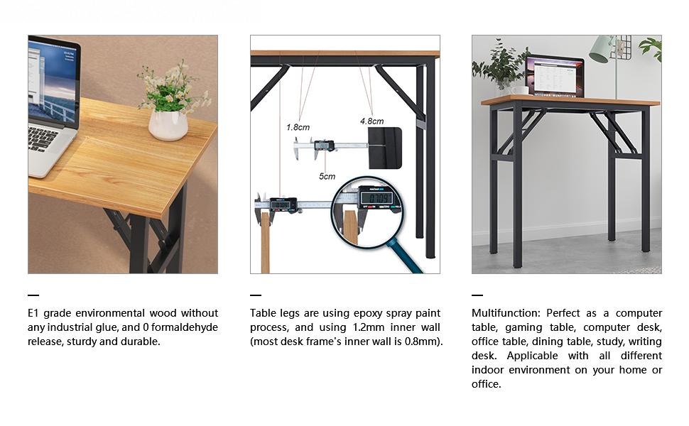 Складний комп'ютерний стіл SogesPower для дому, офісу, кемпінгу LP-AC5 - дуб/чорний