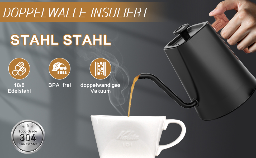 Електричний чайник з нержавіючої сталі 1L з лебідь-шийкою, функцією підтримки тепла 24 години та швидким нагрівом 1200W з індикатором температури