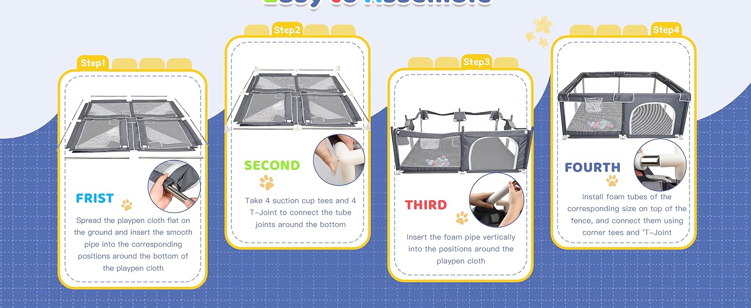 Манеж дитячий CHOLY для немовлят та малюків, 128х128 см, сірий. Безпечний, з сіткою та м'яким захистом, легко збирається