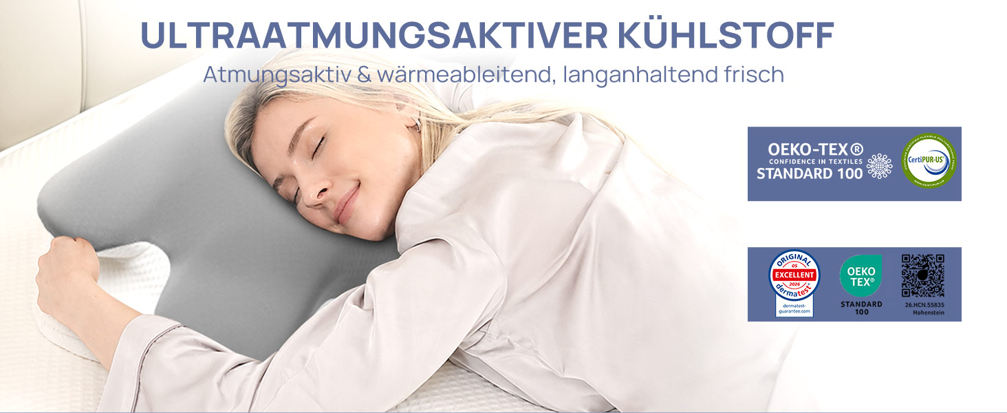 Ергономічна подушка для шиї MULISOFT P-105 з ефектом пам'яті (Memory Foam), форма метелика, сіра, розмір M