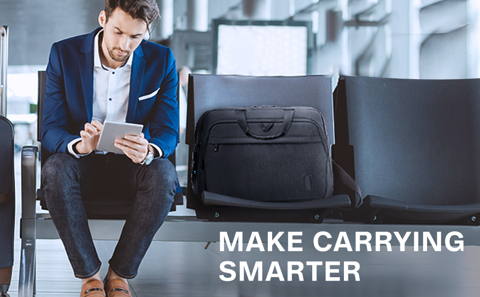 Сумка для ноутбука Bagsmart 17.3 дюймів, розширювана ділова сумка-месенджер для чоловіків та жінок, захисний чохол для бізнес-поїздок та офісу, чорна