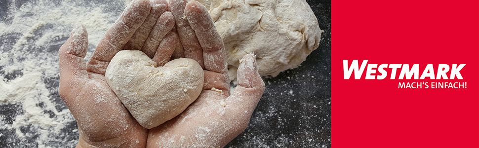 Набір для приготування та випічки Westmark Duo 4 предметів: каструля з кришкою 1 л, миска для замішування 3,5 л з кришкою, мірна склянка 1 л, лопатка для тіста, пластик/силікон, прозорий/білий/червоний/чорний