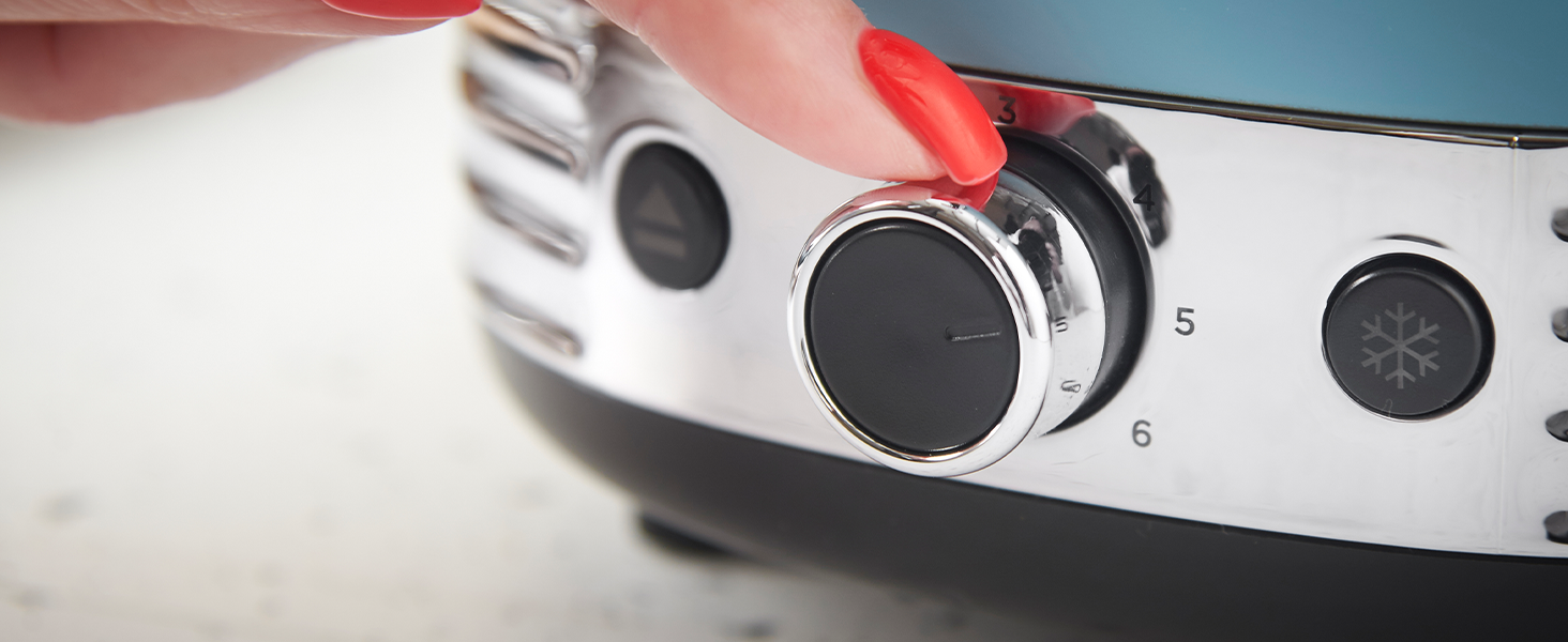 Тостер Russell Hobbs Hanley на 2 тости, блакитний (6 режимів, широкі слоти, розморожування, підігрів, підйом тостів)