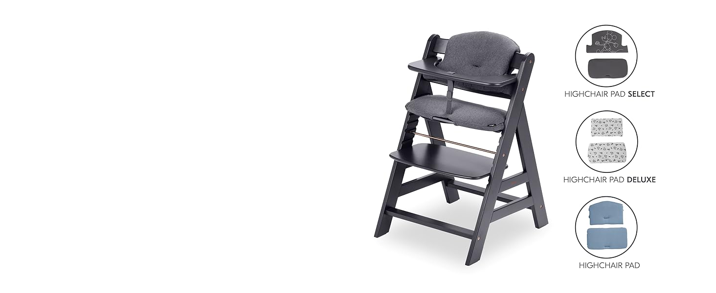 Дитячий стільчик Hauck Alpha Newborn Set Plus Dark Grey - з новонародженим вкладишем, до 90 кг, 5-точкова система кріплення, захисний бар'єр
