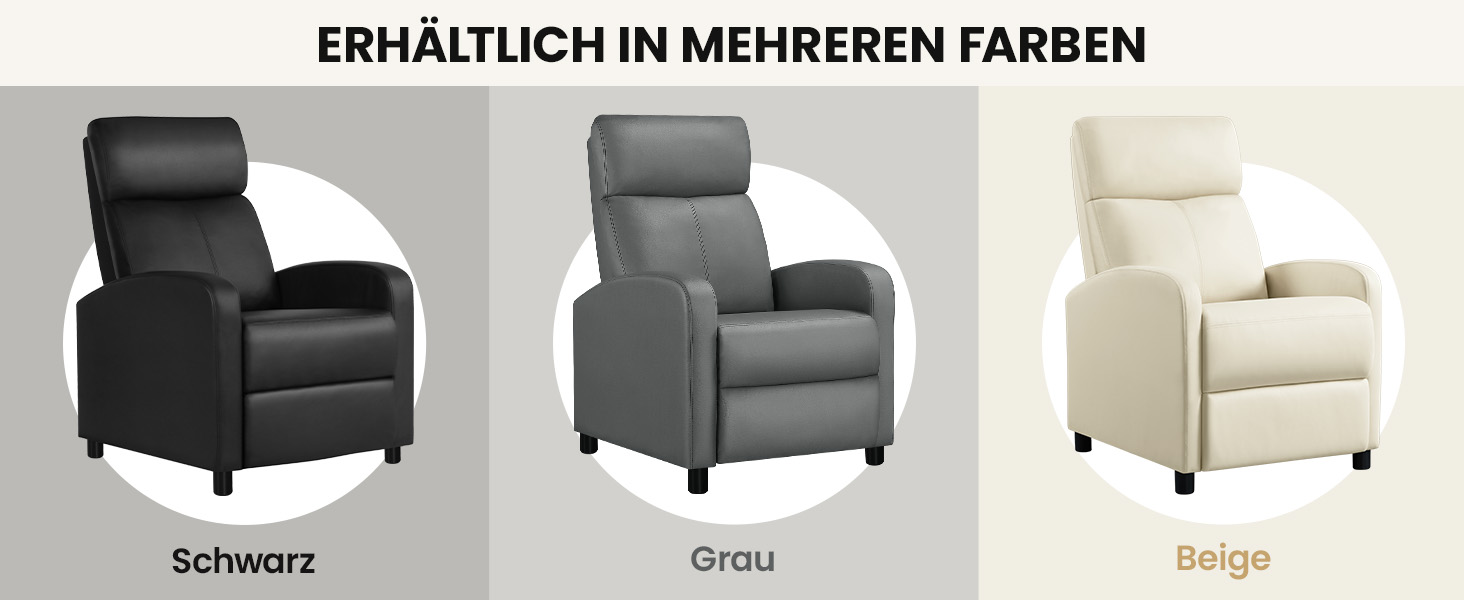 Крісло-релакс Yaheetech з регульованою підніжкою, крісло для телевізора, диван-крісло, крісло для відпочинку (Бежеве, штучна шкіра)