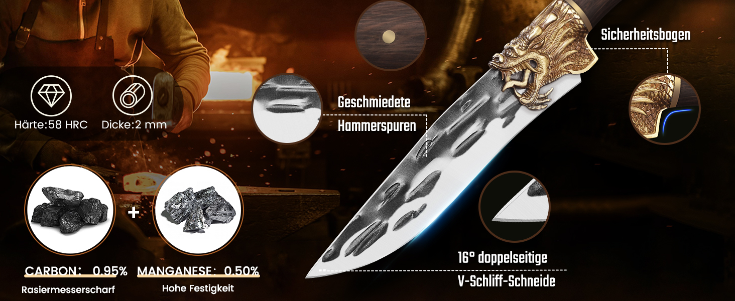 Кухонний ніж Purple Dragon: професійний шеф-ніж з рожевого дерева, для м'яса, риби та овочів