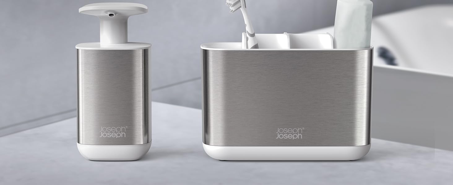 Набір для ванної кімнати Joseph Joseph Bathroom Beauties: миска, дозатор мила та органайзер для зубних щіток, нержавіюча сталь