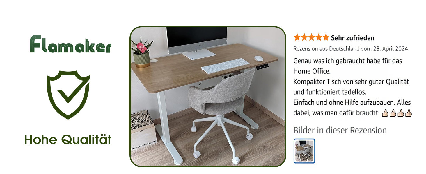 Електричний стіл Flamaker з регулюванням висоти, 160 x 60 см, з пам'яттю, для геймінгу, USB-зарядка (Бежевий)