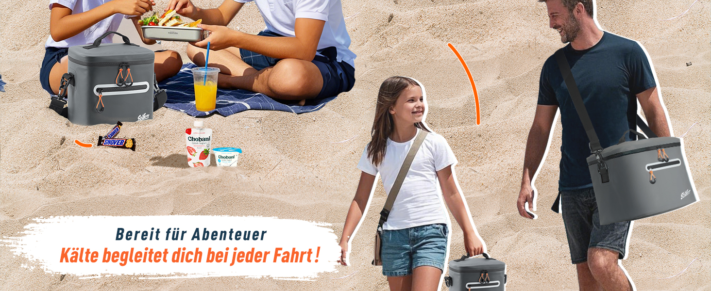 Термосумка-холодильник 14л ізольована водонепроникна темно-сіра для кемпінгу, пікніка, пляжу та грилю