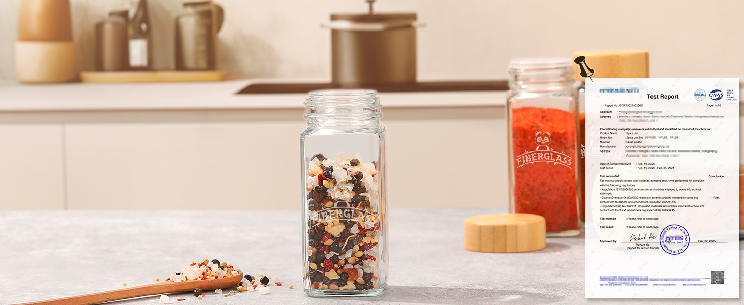 Набір скляних банок для спецій з дерев'яними кришками з акації, 24 шт по 120 мл