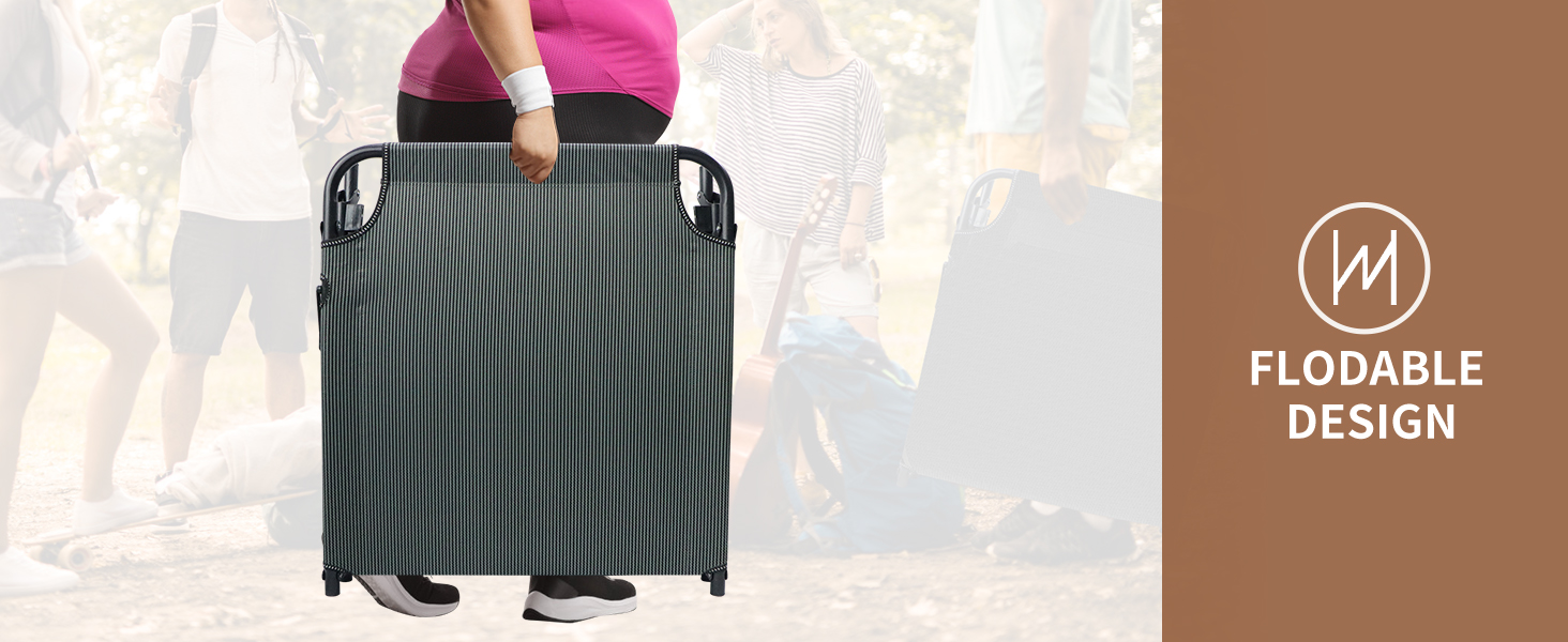 Лежак для відпочинку MOPHOTO, розкладний садовий лежак з матрацом, регульована спинка та підніжка, портативний, для дому та саду, складаний (зелене дитяче ліжко, матрац) (чорний з холодним сірим)