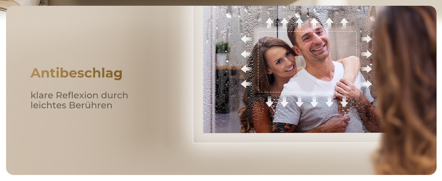 Дзеркало для ванної кімнати з підсвічуванням LED 80x60 см, регульоване, з протитуманним покриттям, вертикальна/горизонтальна установка, 3 кольори світла (3000K/4000K/6500K)