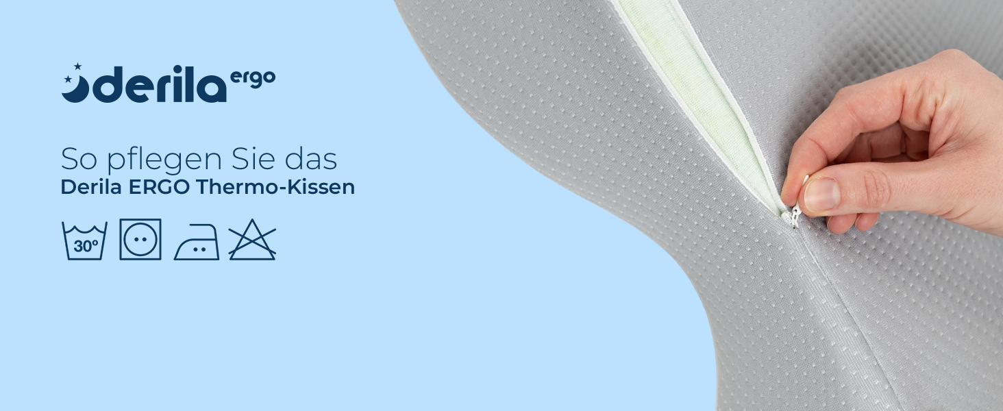 Ергономічна подушка для шиї та голови Derila з ефектом пам'яті (Memory Foam) для сну на боці, спині та животі, терморегуляційний чохол, 54x36x12 см