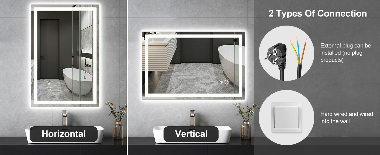 Дзеркало для ванної кімнати Habison з підсвічуванням LED, 50x70 см, сенсорне керування, регулювання яскравості, 3 колірні температури, функція пам'яті, антизапар, без Bluetooth