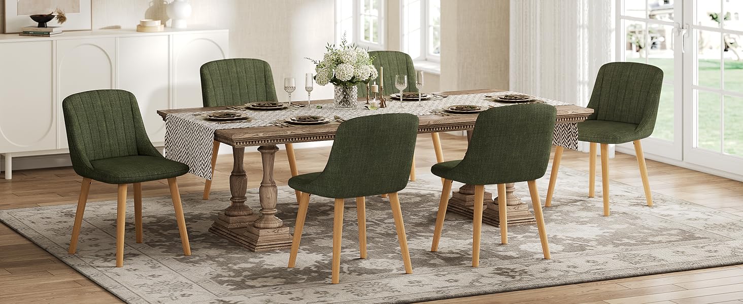 Набір обідніх стільців з дерев'яними ніжками, з м'яким сидінням, для кухні, вітальні, офісу (6 шт., темно-сірий)