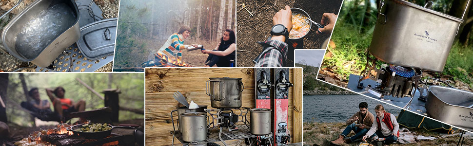 Набір посуду iBasingo Titan Kantine 1500ml/600ml для кемпінгу та відпочинку на природі (Ti2059C)