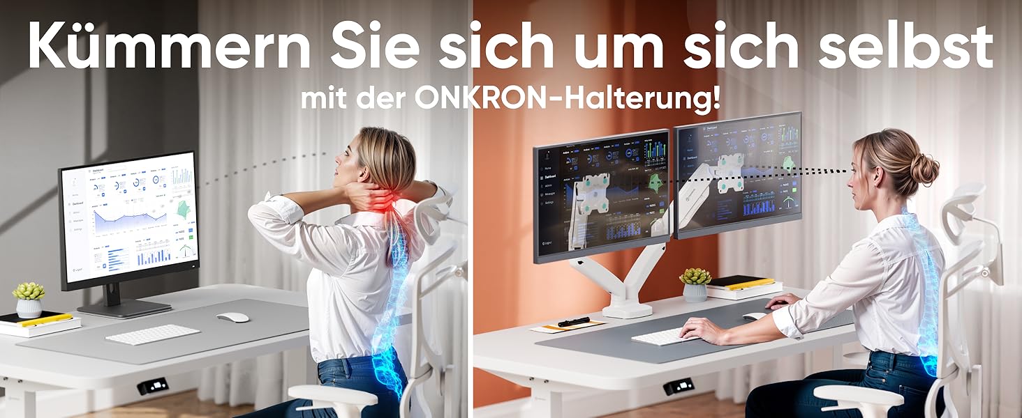 Кріплення для монітора ONKRON G160-W (2 монітори, 13-32 дюйми, до 8 кг, VESA 75x75-100x100)