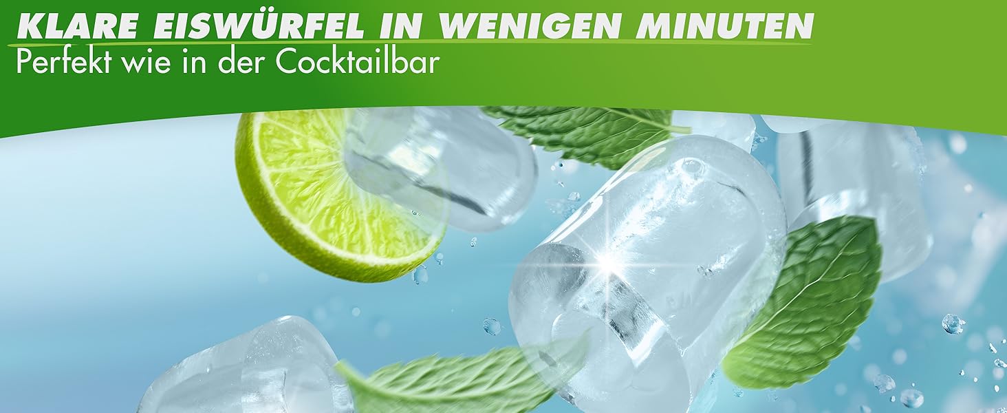 Машина для льоду Nutrilovers NUTRI-ICE MAKER з нержавіючої сталі: прозорий лід двох розмірів (S/L) + келих для Moscow Mule та кулінарна книга