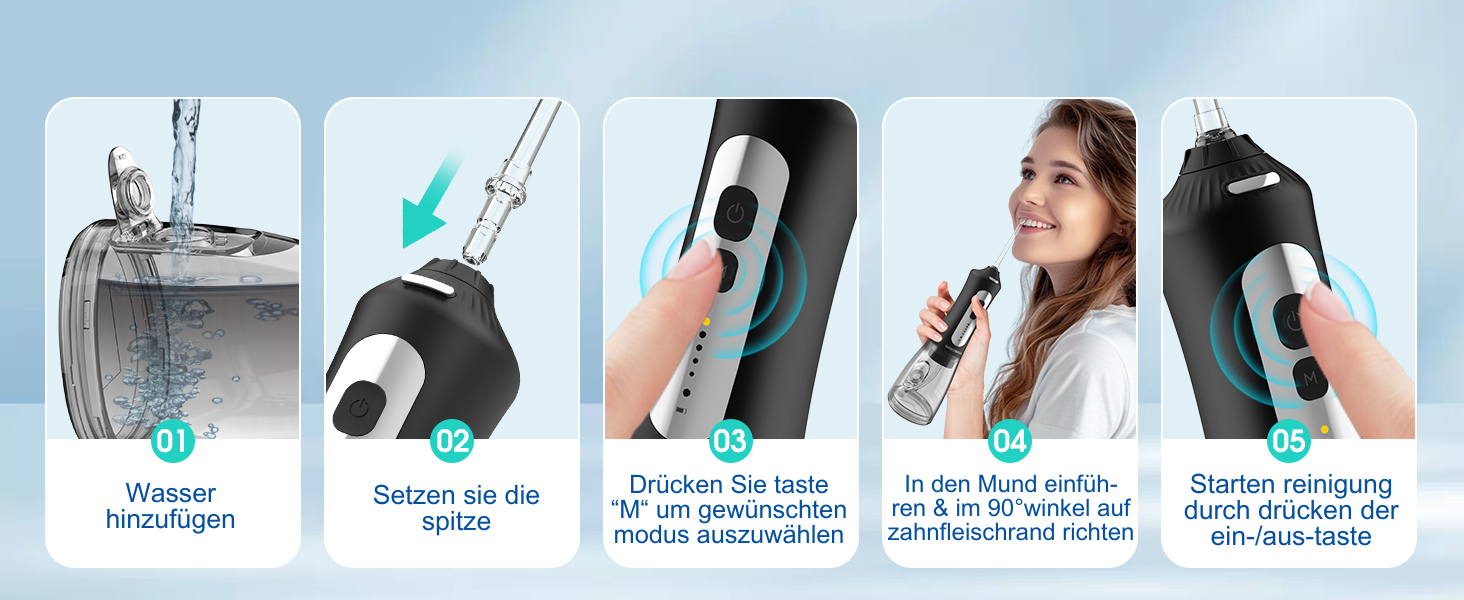 Електрична ірigator для порожнини рота BarberBoss QR-7024 (білий/чорний) - 5 режимів, 5 насадок