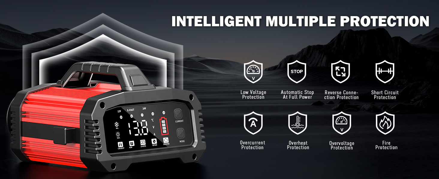 Автоматичний зарядний пристрій для акумуляторів 25A з температурною компенсацією (червоний)