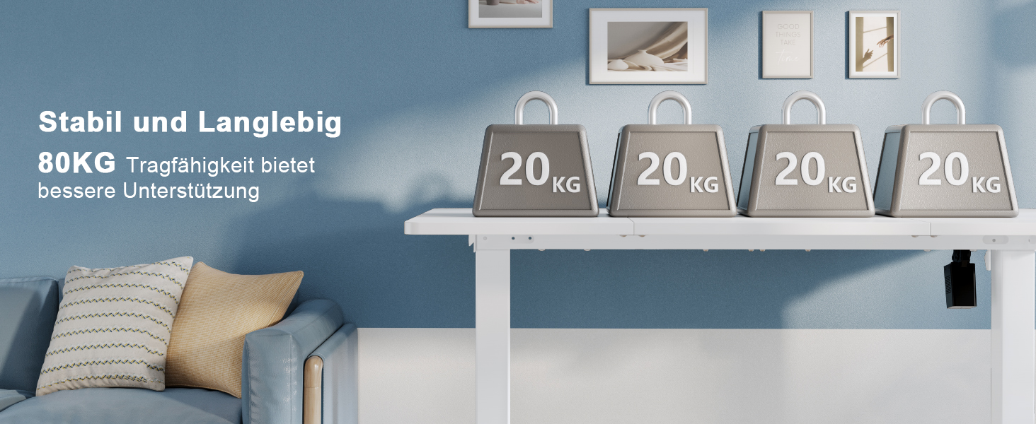 Регульований стіл 110x60 см, електричний, ергономічний, для дому та офісу, білий