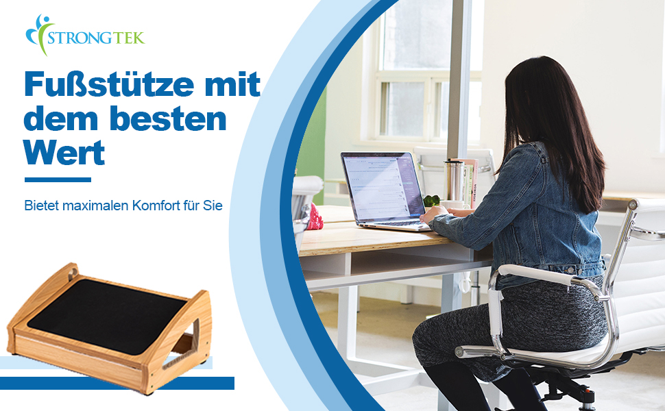 Підставка для ніг StrongTek під стіл, дерево, ергономічна, 3 положення, до 181 кг, для офісу