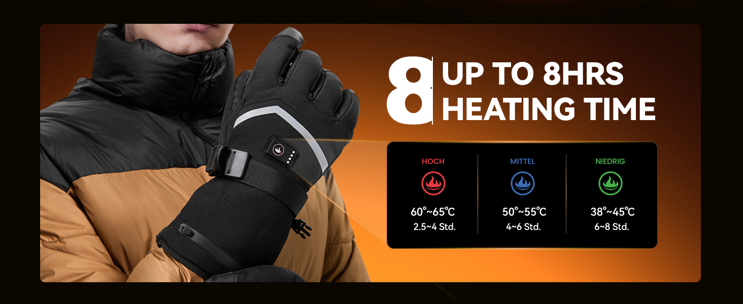 Гріючі рукавиці для чоловіків та жінок, акумуляторні, 3200mAh, з підтримкою сенсорного екрану, водонепроникні та вітронепроникні, для катання на лижах та активного відпочинку взимку (L)