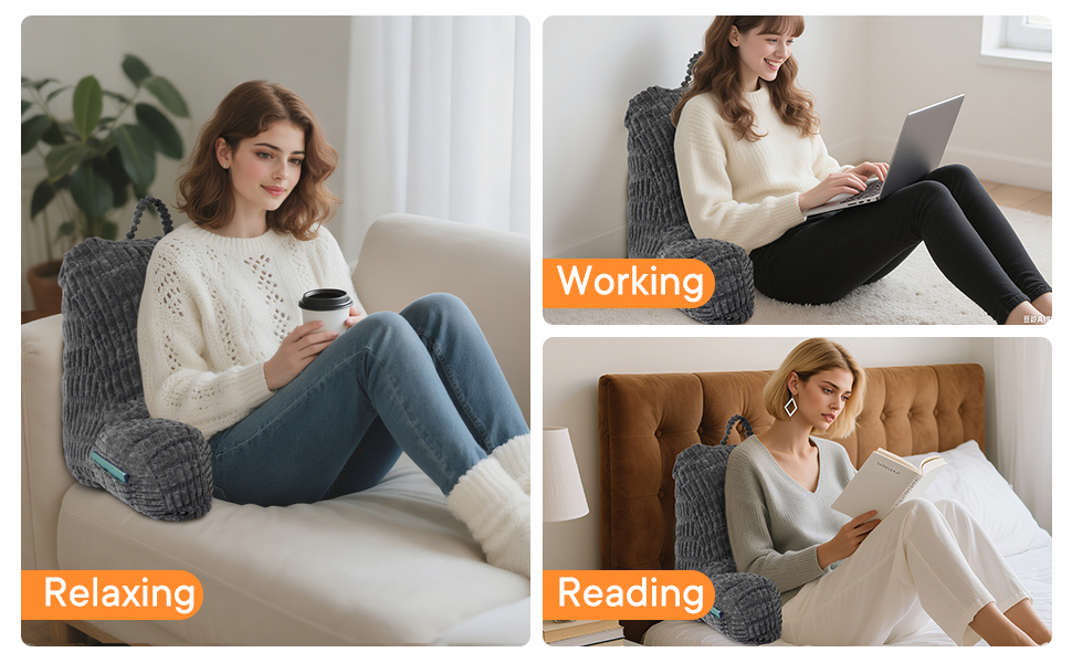 Подушка для читання в ліжко та на диван з підголовником, подушка-крісло для дорослих, м'яке крісло для відпочинку, перегляду телевізора та читання