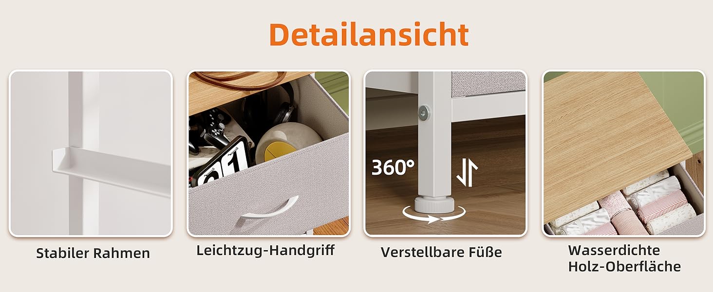 Тканинна комода Somdot з 8/10 висувними ящиками, білий (сірий), 30x80x114.5 см