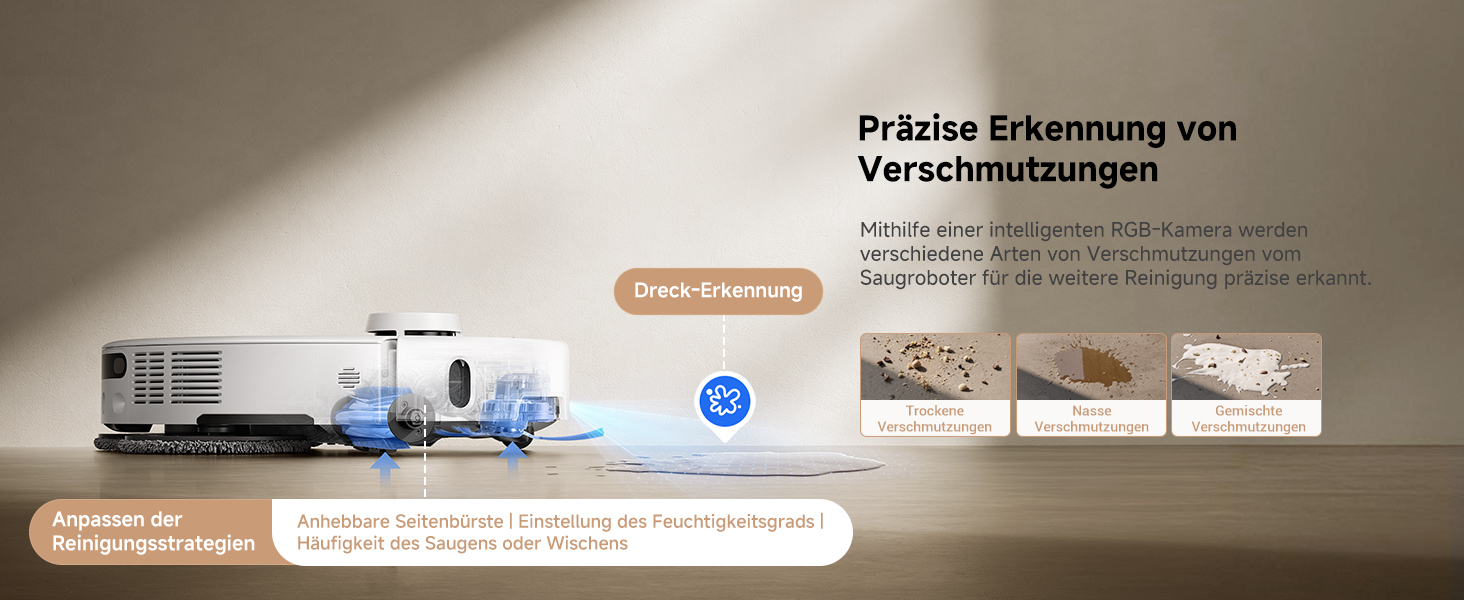 Робот-пилосос Mova P50 Pro Ultra з мокрою прибиранням, 19000 Па, самоочищення гарячою водою, бічні щітки, LDS-навігація, RGB AI, уникнення перешкод, автоматичне спорожнення/поповнення