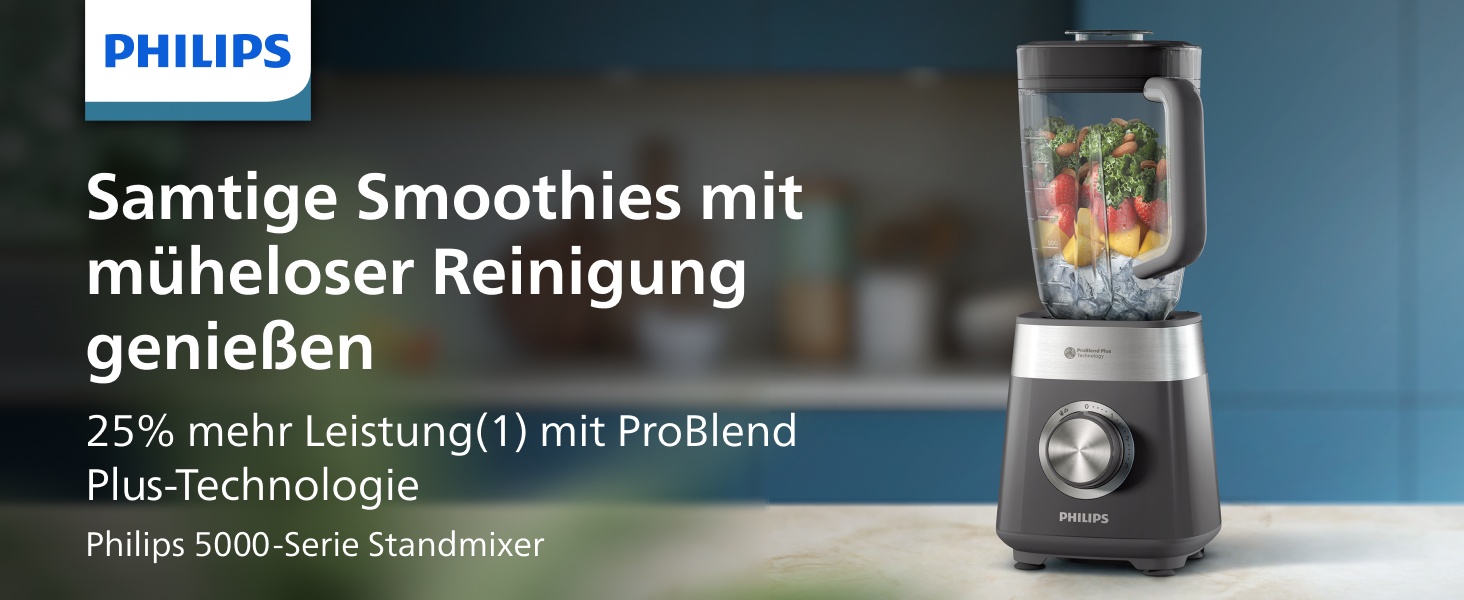 Блендер стаціонарний Philips HR3031/00 5000 Series ProBlend Plus, 2л, 1200 Вт, чорний