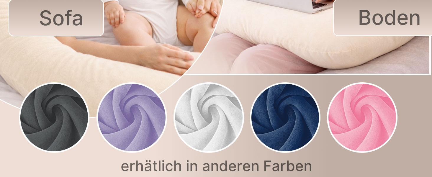 Подушка для вагітних ELONEO NEU для сну на боці, подушка для годування, XXL розмір, кремова, знімний чохол, подушка для читання, пральна